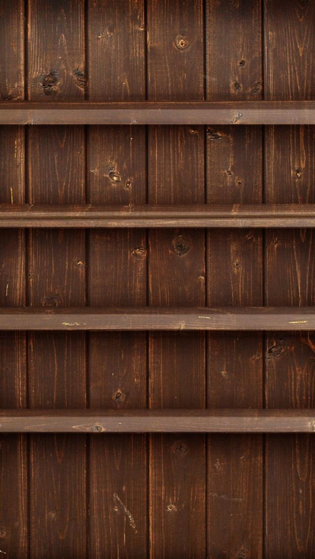 Wooden Shelves iPhone Wallpaper Top