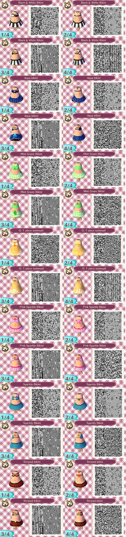 Acnl Female Swimsuit Collection By Qr Codez