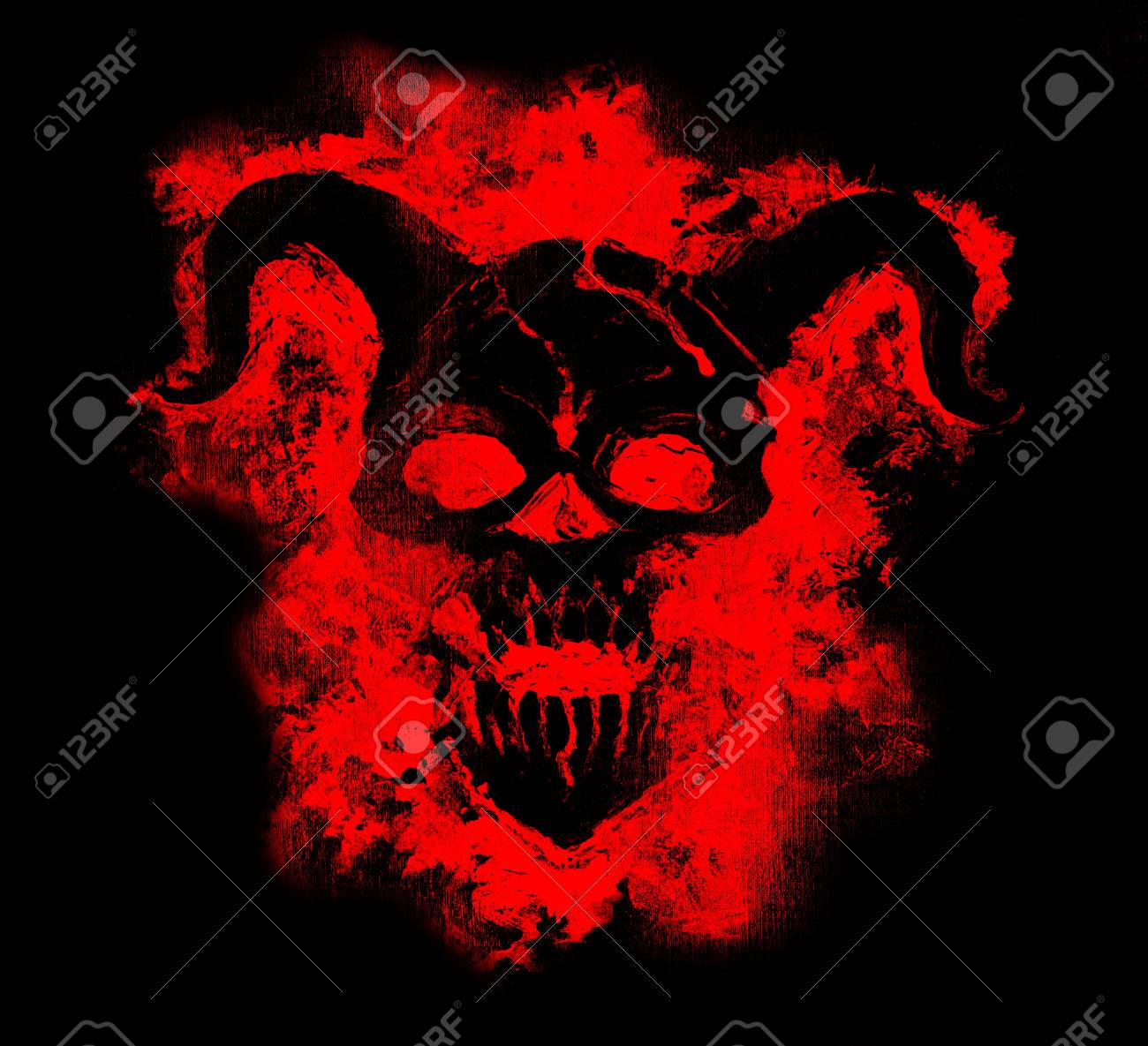 Evil Demon On Grunge Texture Background Stock Photo Picture And
