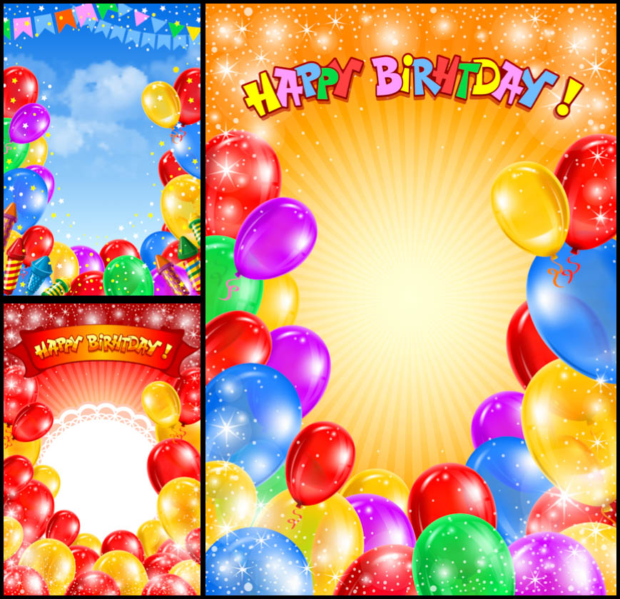 Happy Birthday backgrounds with balloons vector Vector Graphics Blog