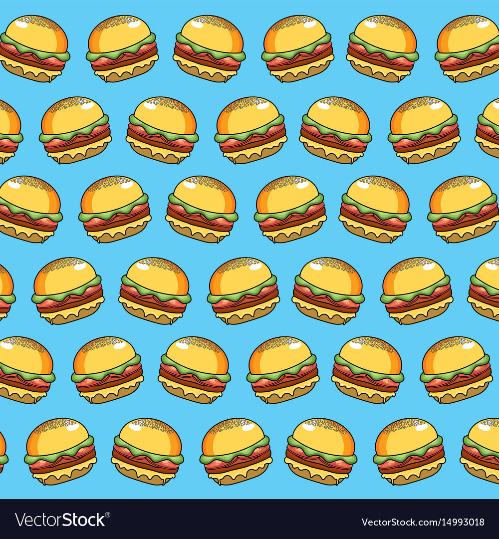 Delicious Hamburger Fast Food Meal Background Vector Image