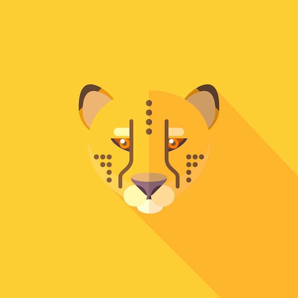 Cheetah By Fabio Rex Vector Digital Art Head On Yellow
