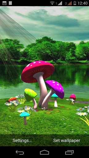Bigger 3d Mushroom Garden Wallpaper For Android Screenshot