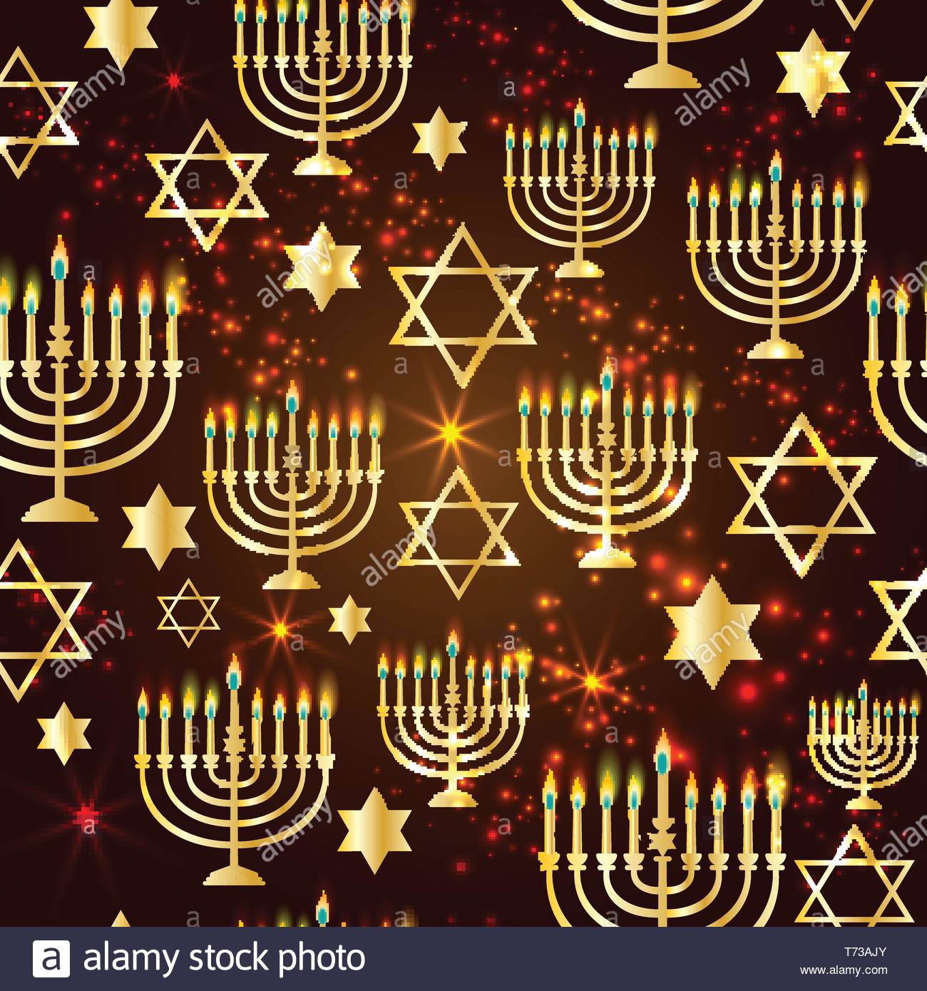 Happy Hanukkah Shining Background With Menorah David Star And