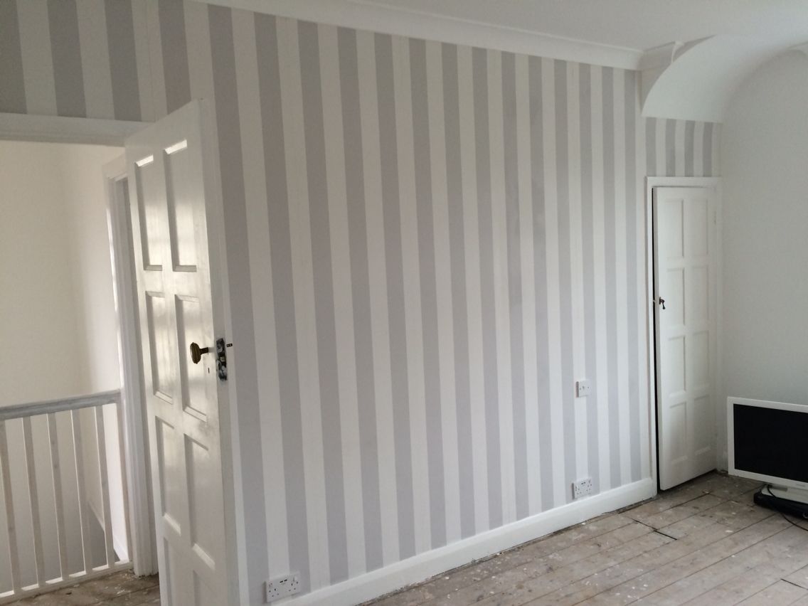 Grey Stripe Wallpaper Lille By Laura Ashley Bedroom K Wood