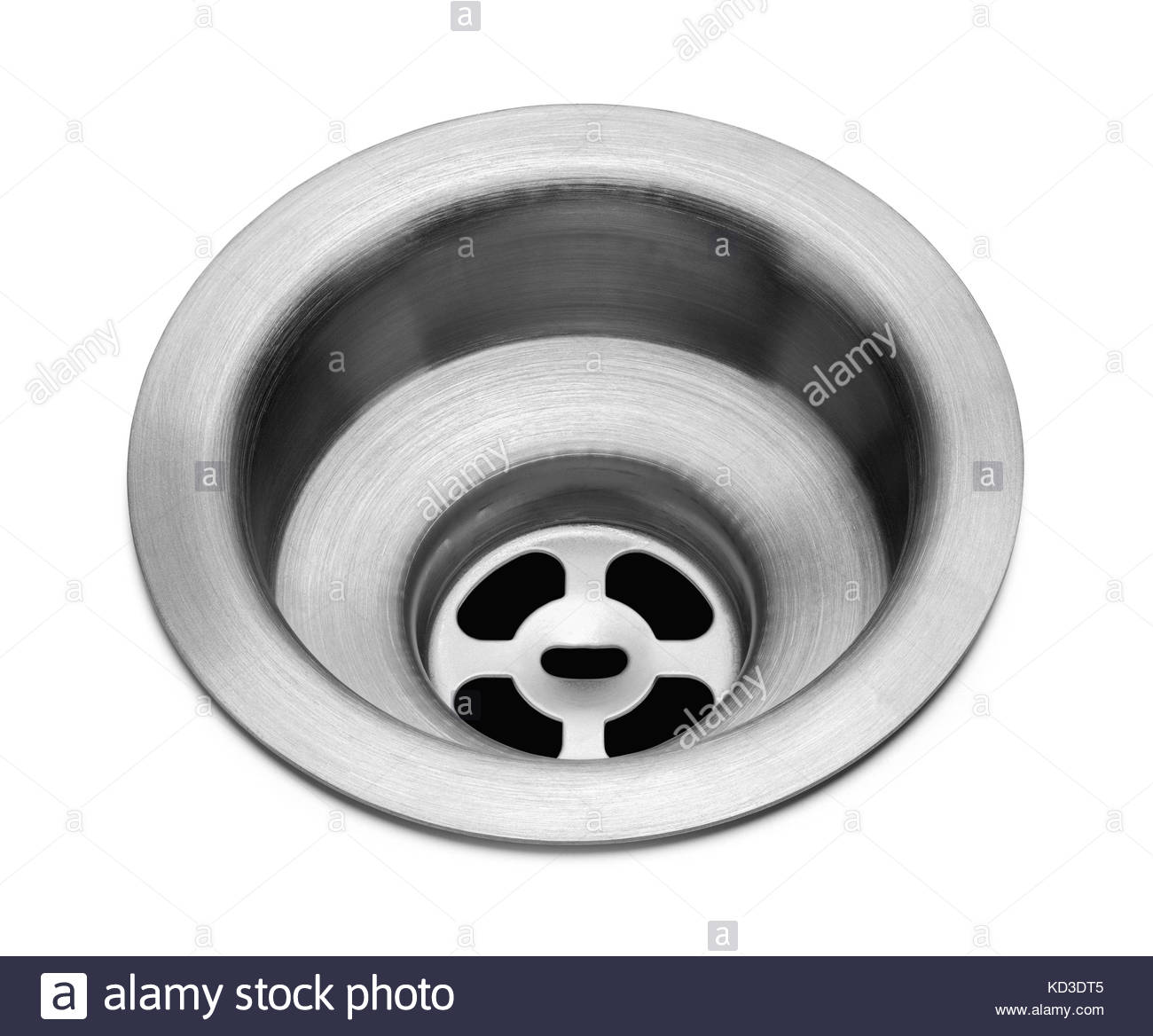 Metal Kitchen Sink Drain Isolated On White Background Stock Photo