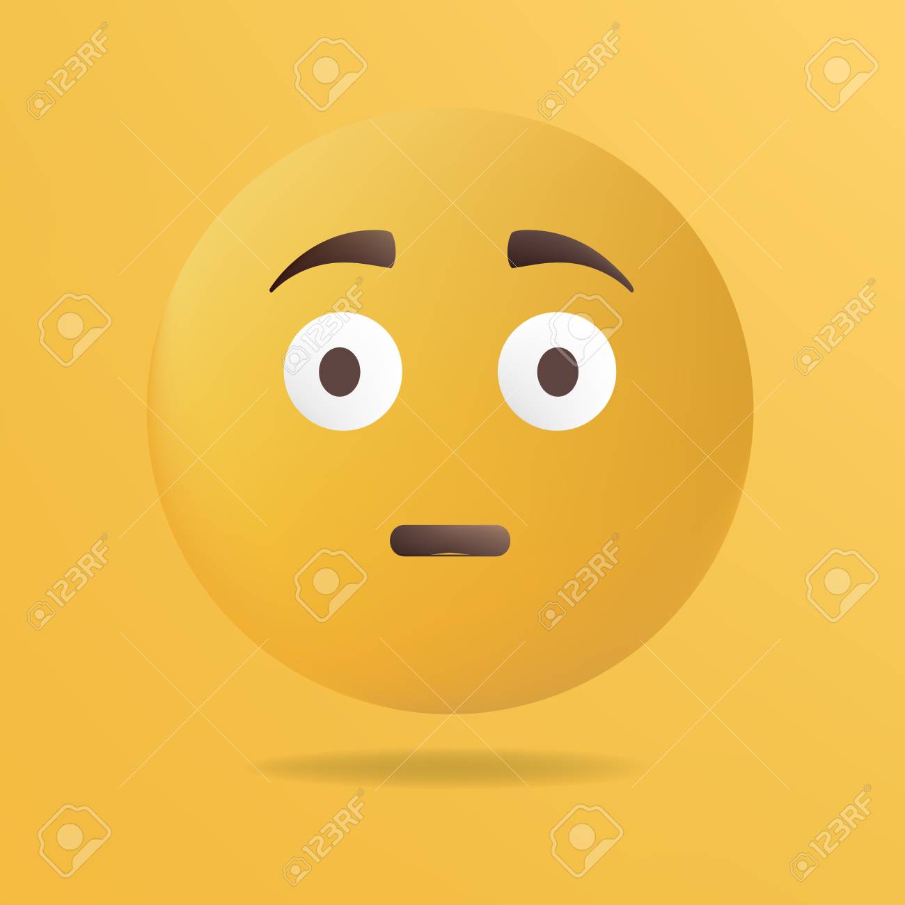 Vector Illustration Surprised Emoticon Yellow Background Royalty