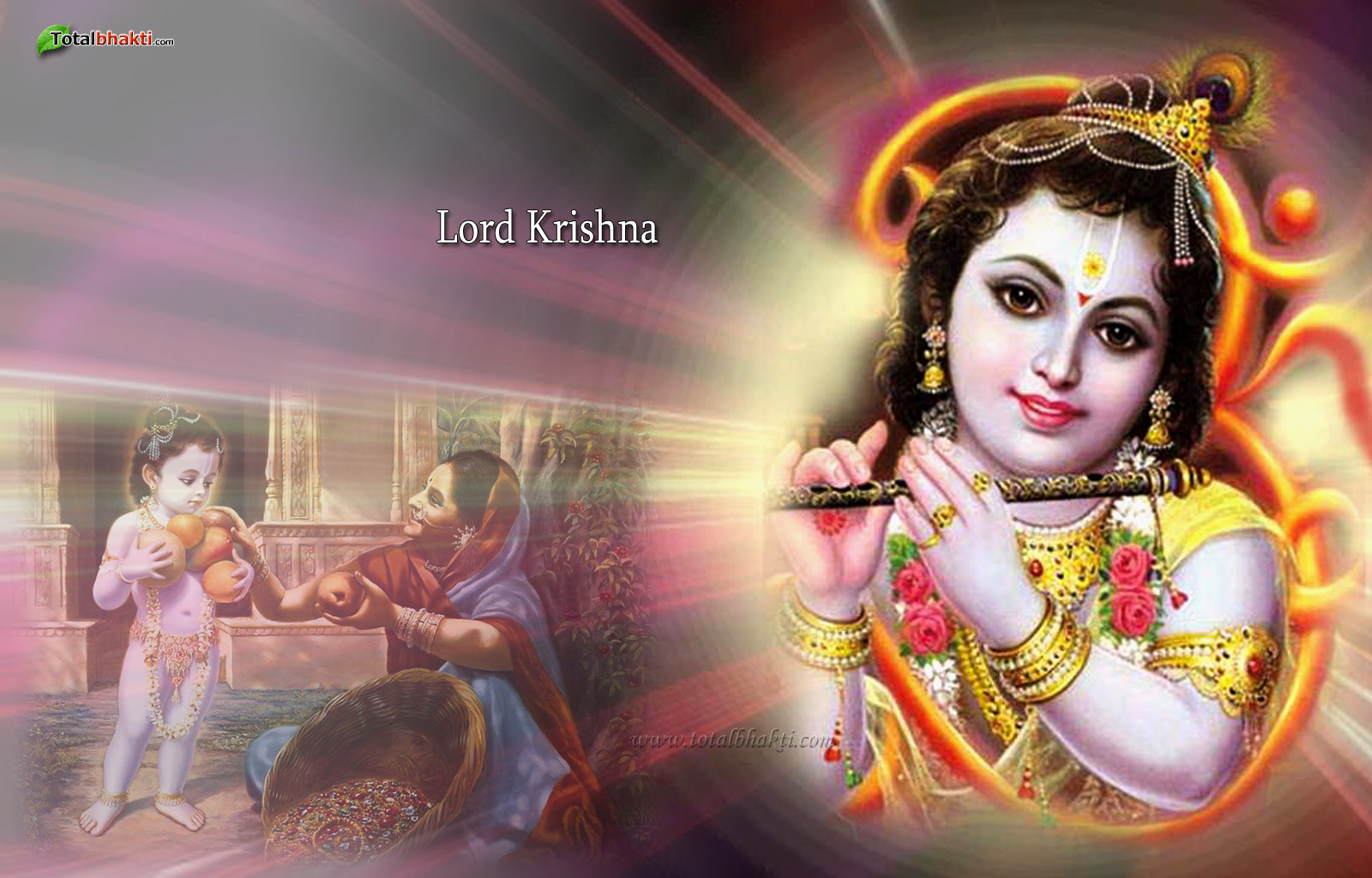 Lord Krishna Wallpaper Pink White And Gray Color