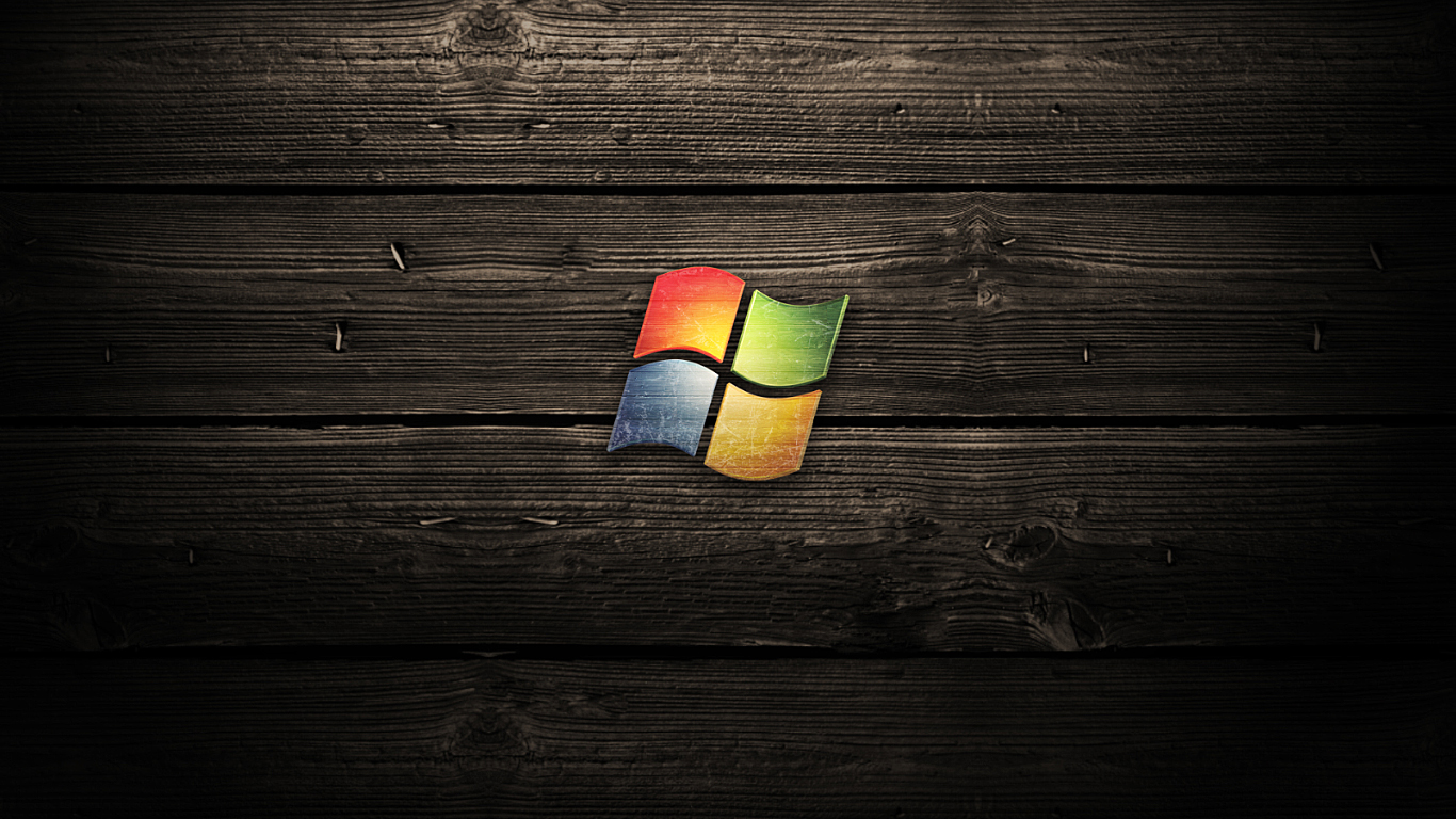 Windows Logo On Wood HD Wallpaper Background
