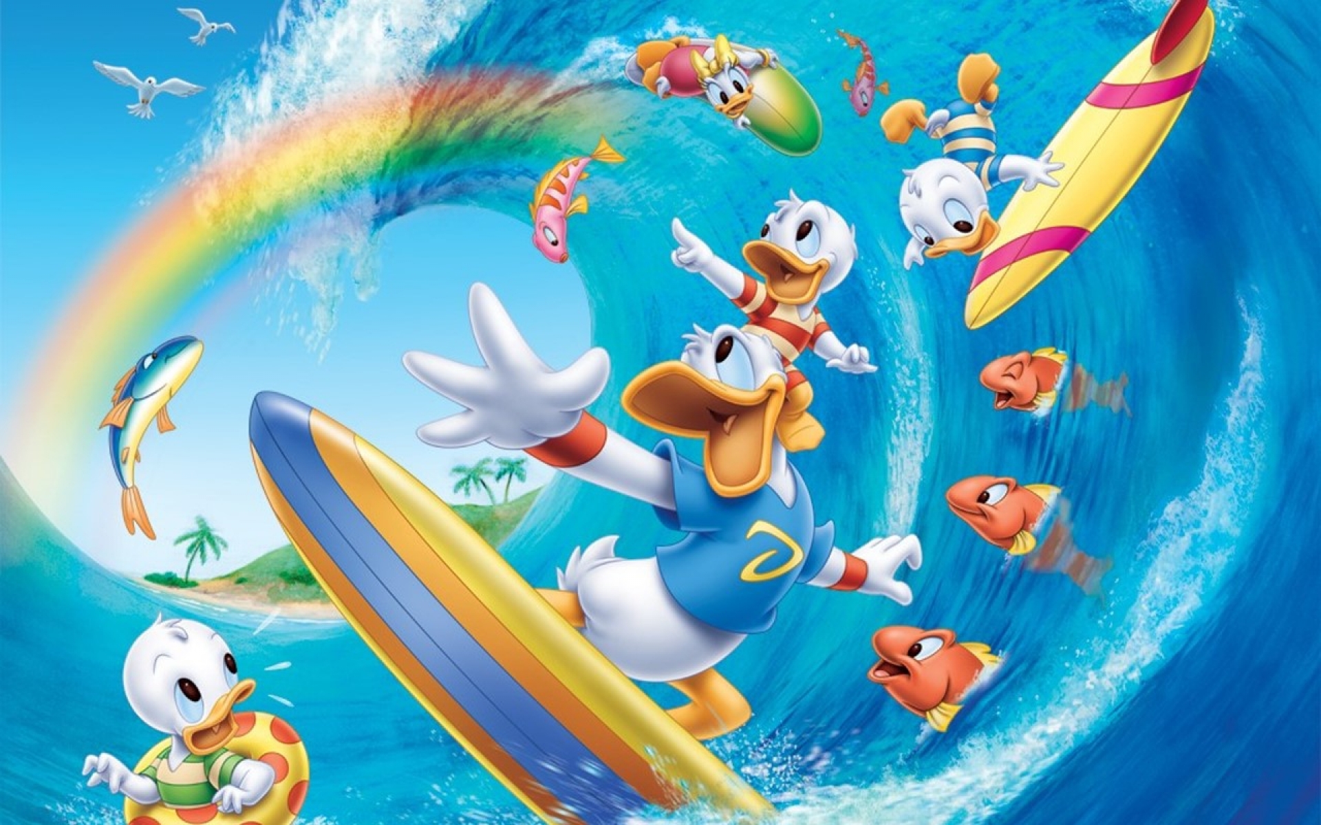 Baby Donald Duck Surfing Wallpaper