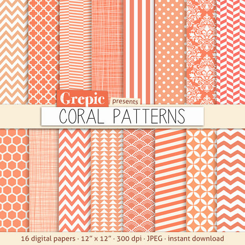 coral backgrounds w chevron polkadots honeycomb stripes geometric