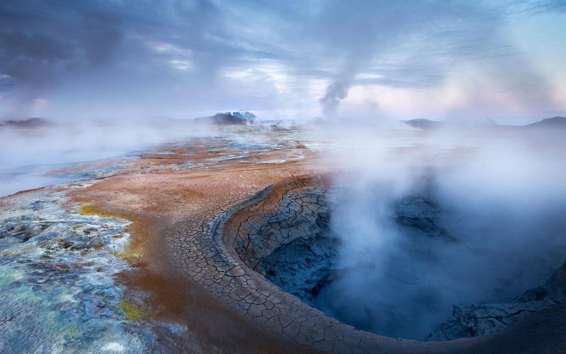 Wallpaper Iceland Geothermal Smoke Desktop Nature