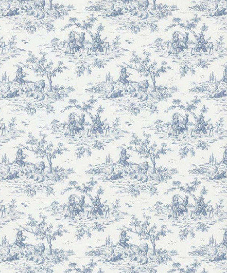 Wallpaper By The Yard Blue White French Countryside Toile Farm Country