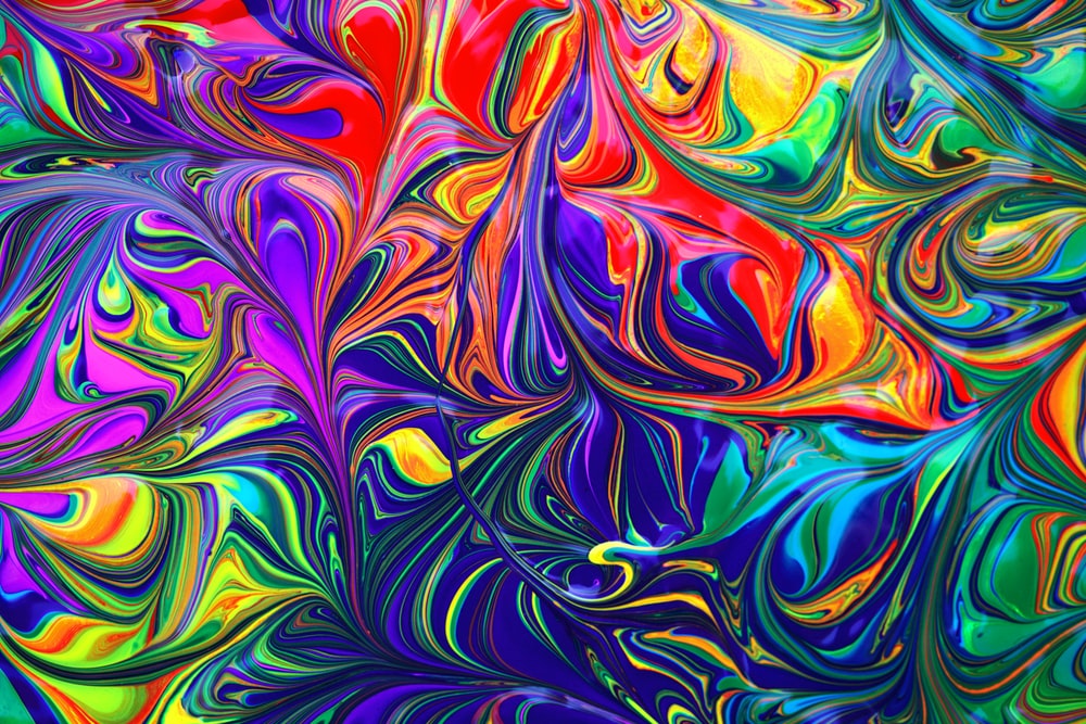 Green Purple And Orange Abstract Painting Photo Pattern