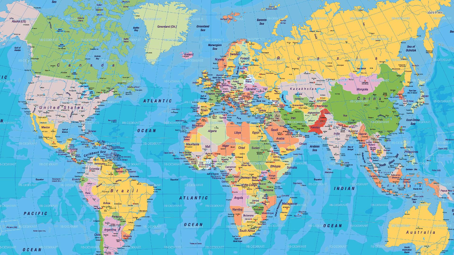 World Map Country Names High Resolution Wallpaper