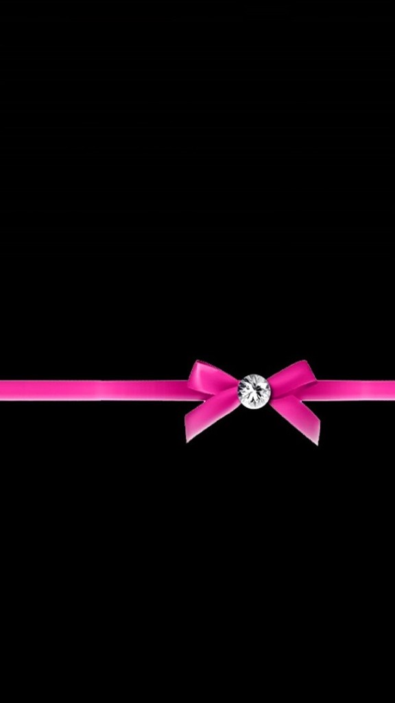 Diamond With Pink Ribbon Bow Wallpaper iPhone