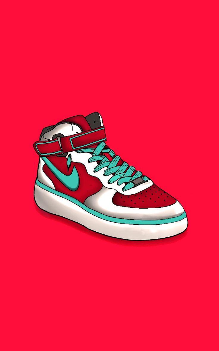 Air Force Red Cyan In Sneakers Wallpaper Nike