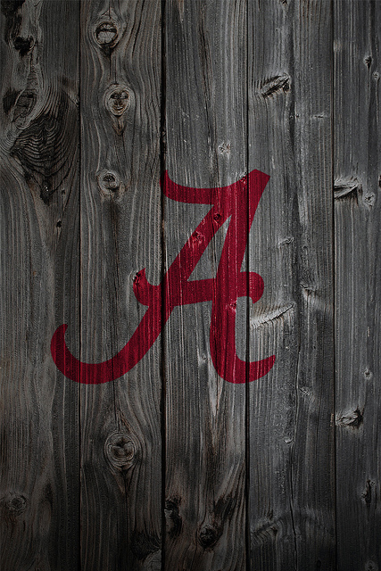 Alabama Crimson Tide Alternate Logo Wood iPhone Background