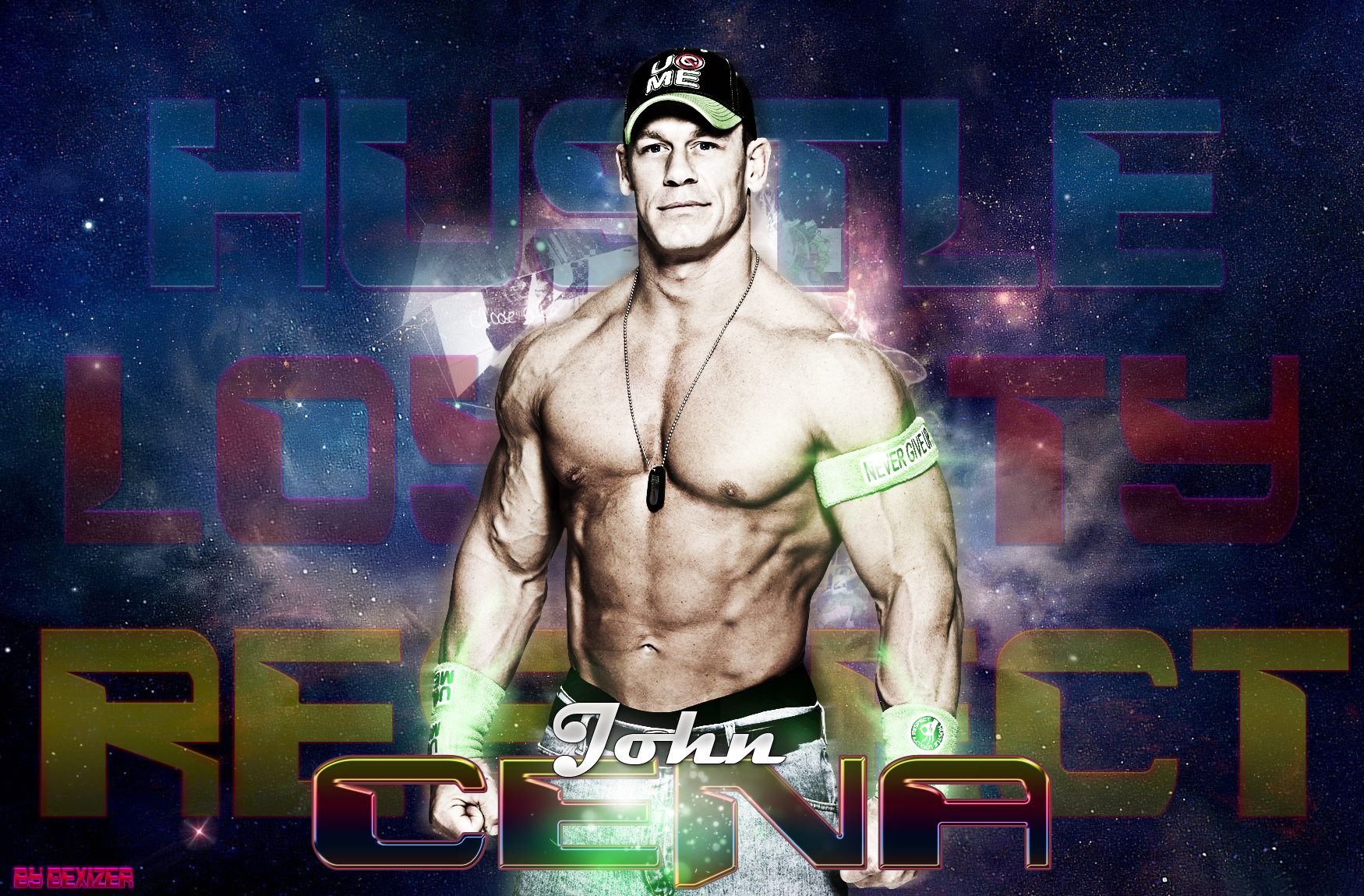 New WWE John Cena 2014 green neon wallpaper by SmileDexizeR on