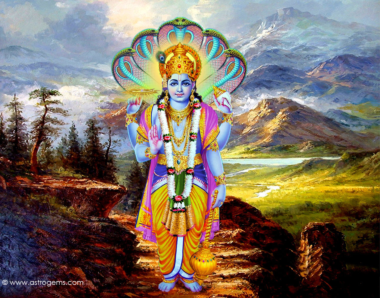 Lord Vishnu Praiseful Wallpaper Divine Thought Temples Mantras