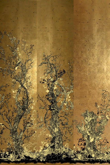 These Dutch Gold Leaf Wallpaper Panels From Timorous Beasties
