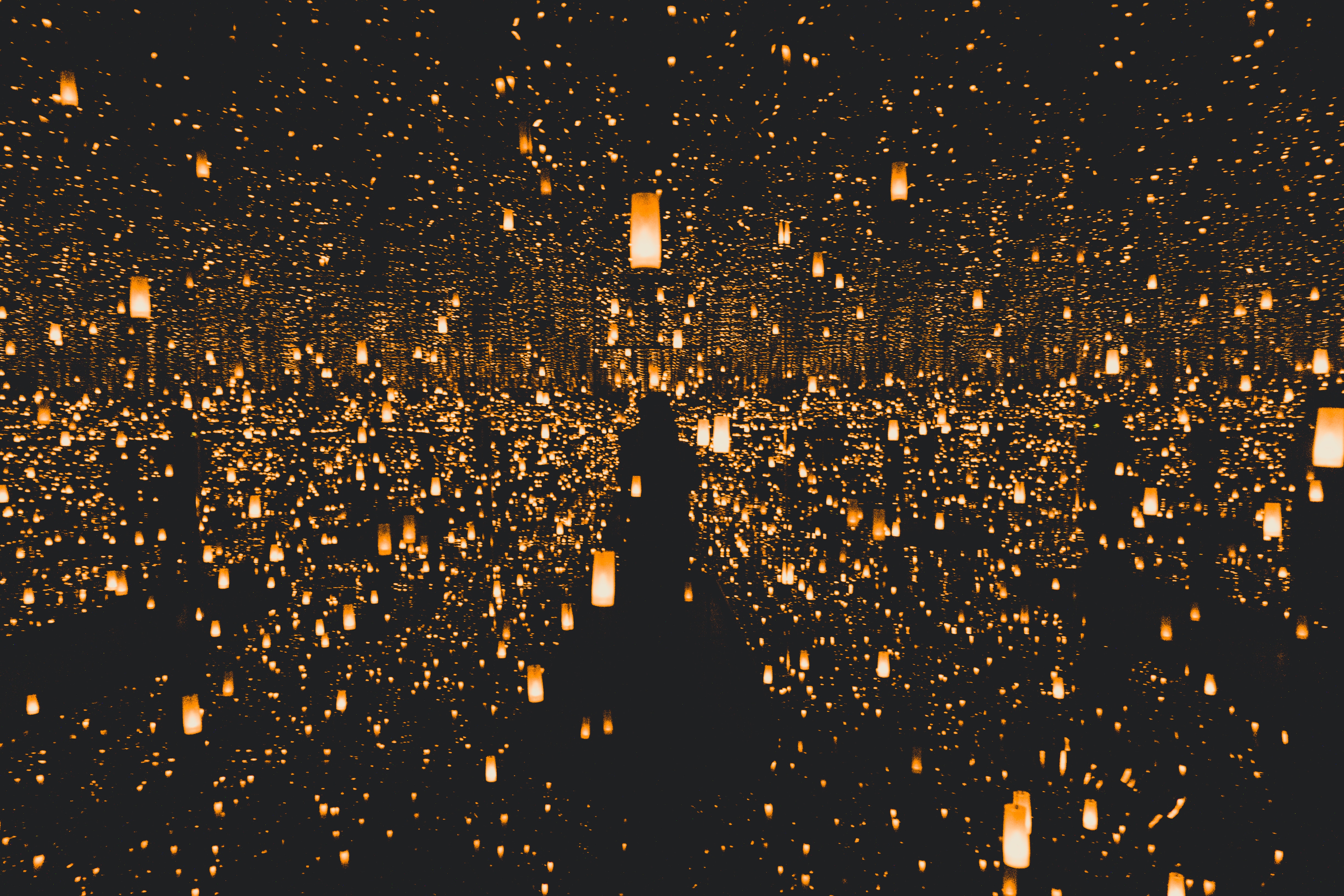 Covered By Lanterns Lights Dark 5k Wallpaper HD Photography 4k Image