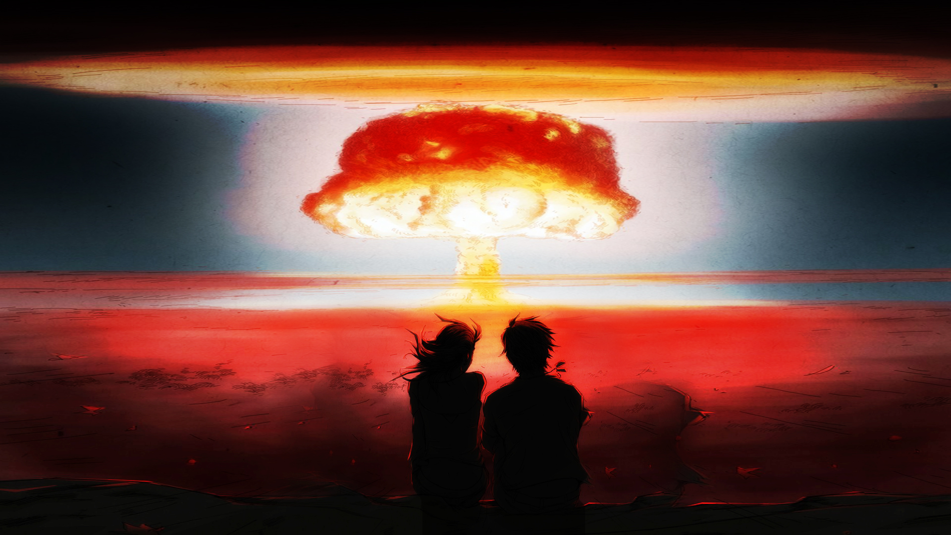 Blast Bomb Explosion Anime Drawing Mushroom Cloud Nuclear Wallpaper