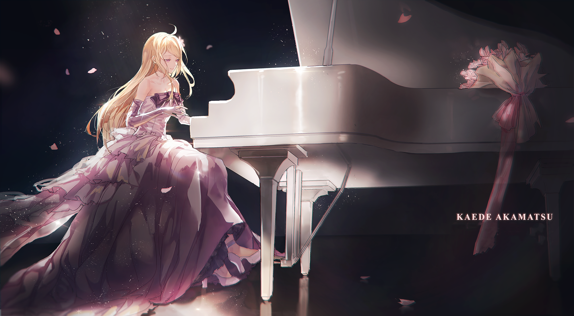 Kaede Akamatsu At The Piano Wallpaper