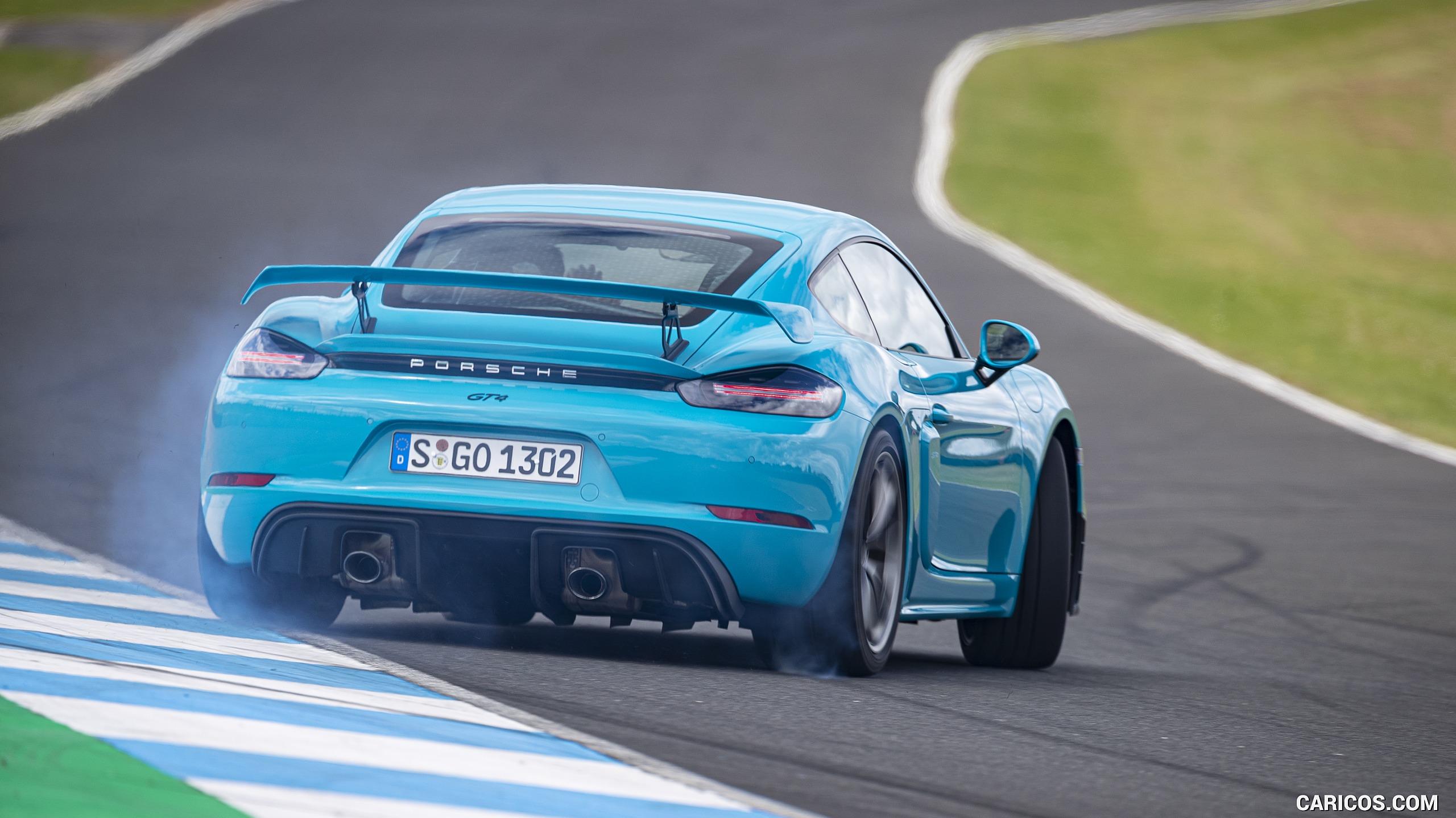 Porsche Cayman Gt4 Color Miami Blue Rear HD