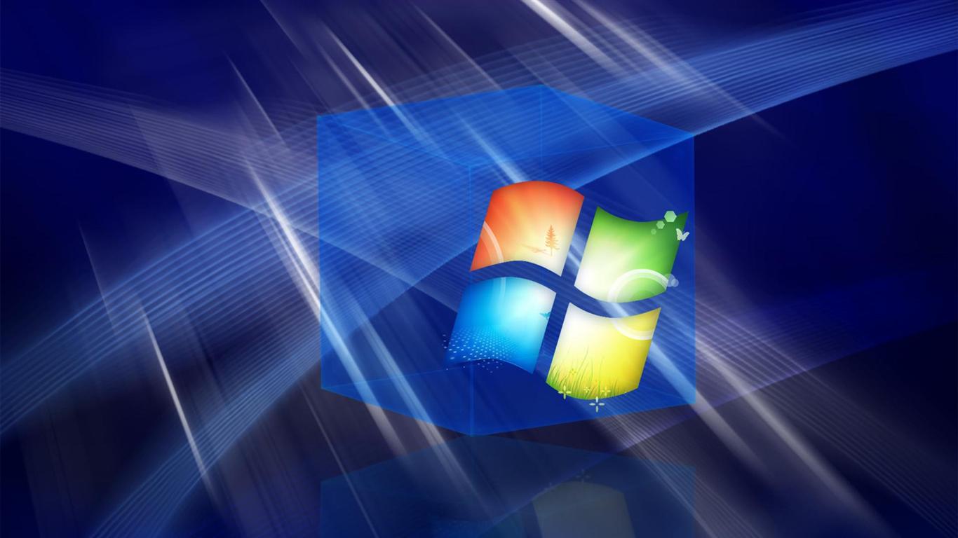 HD 3d Blue Windows Cube Desktop Background Widescreen