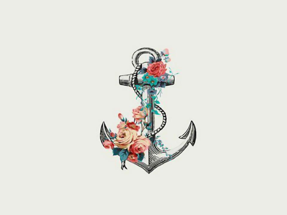 Anchor With Flowers Tattoo Man