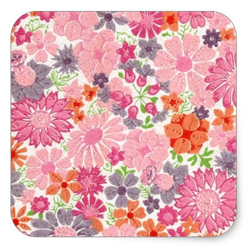 Cute Pink Floral Vintage Wallpaper Square Sticker