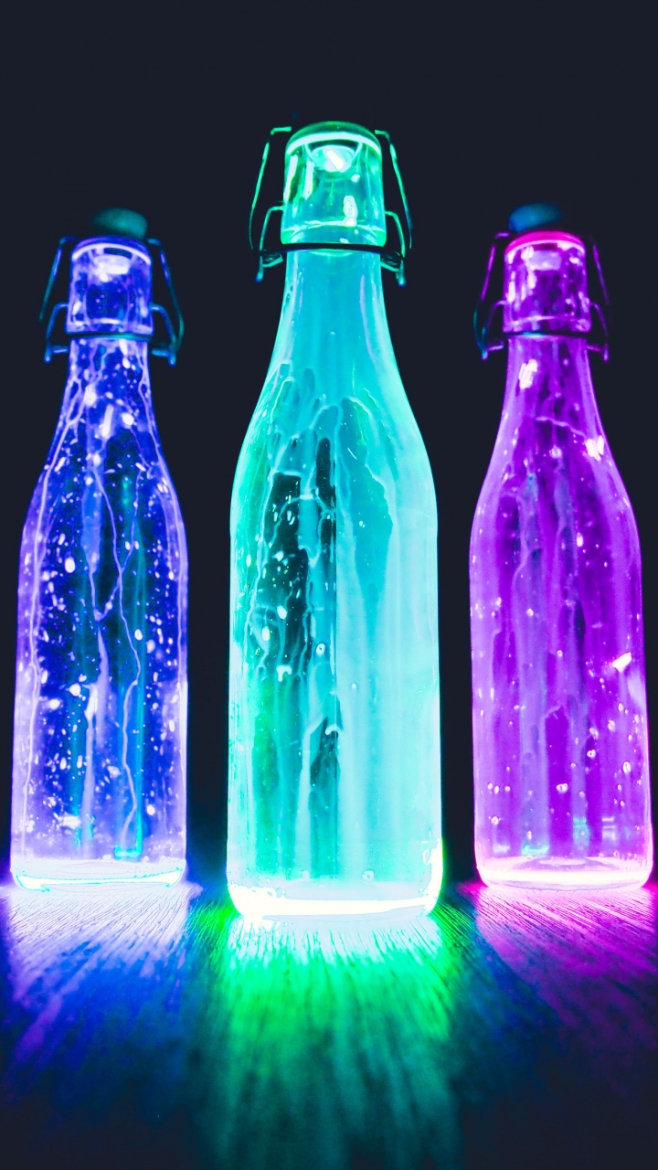Bottles Neon Light Liquid Wallpaper