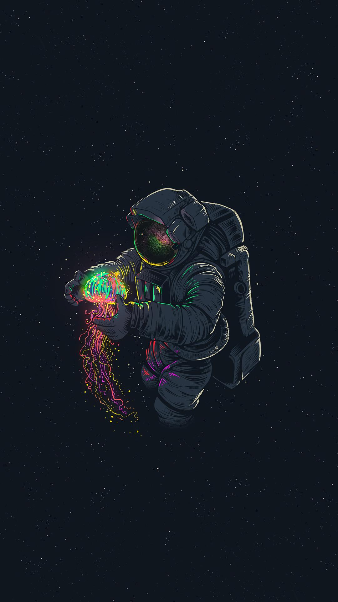 Astronaut Jellyfish Space Digital Art 4K Wallpaper 107