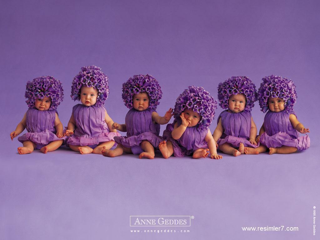 Purple Flower Babies For Sylvie Sweety Wallpaper