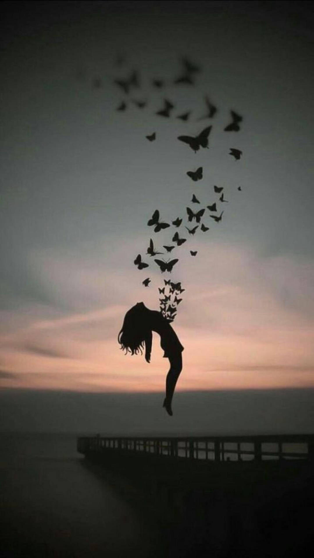 Floating Sad Woman Wallpaper