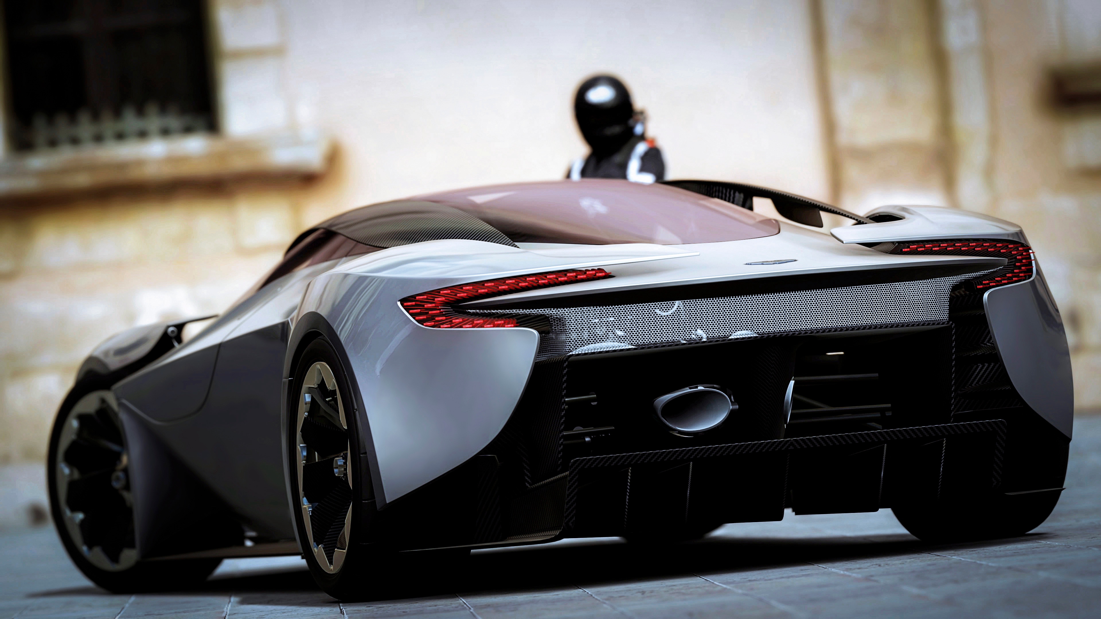 Aston Martin Rear Black Sports Car 4k Wallpaper