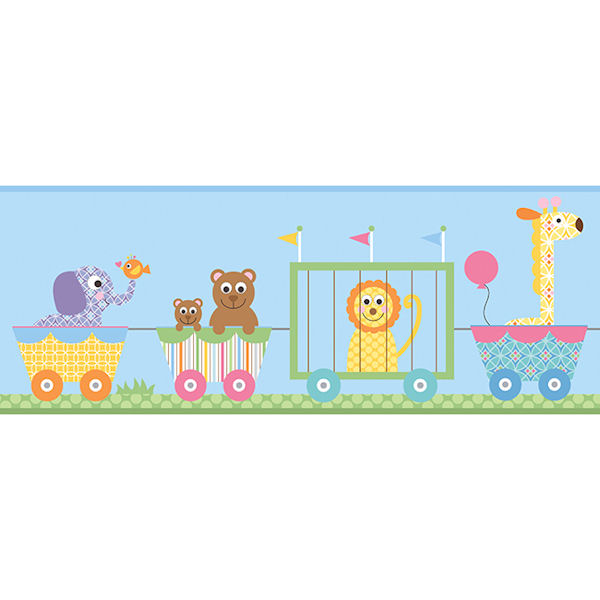 Circus Train Blue Prepasted Wall Border Sticker Outlet