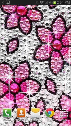This Awesome Pink Flower Rhinestone Bling Live Wallpaper
