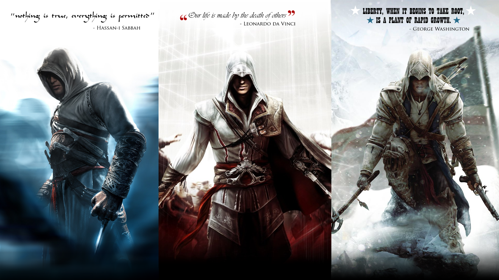Creed Altair Ezio And Connor By Okiir Customization Wallpaper