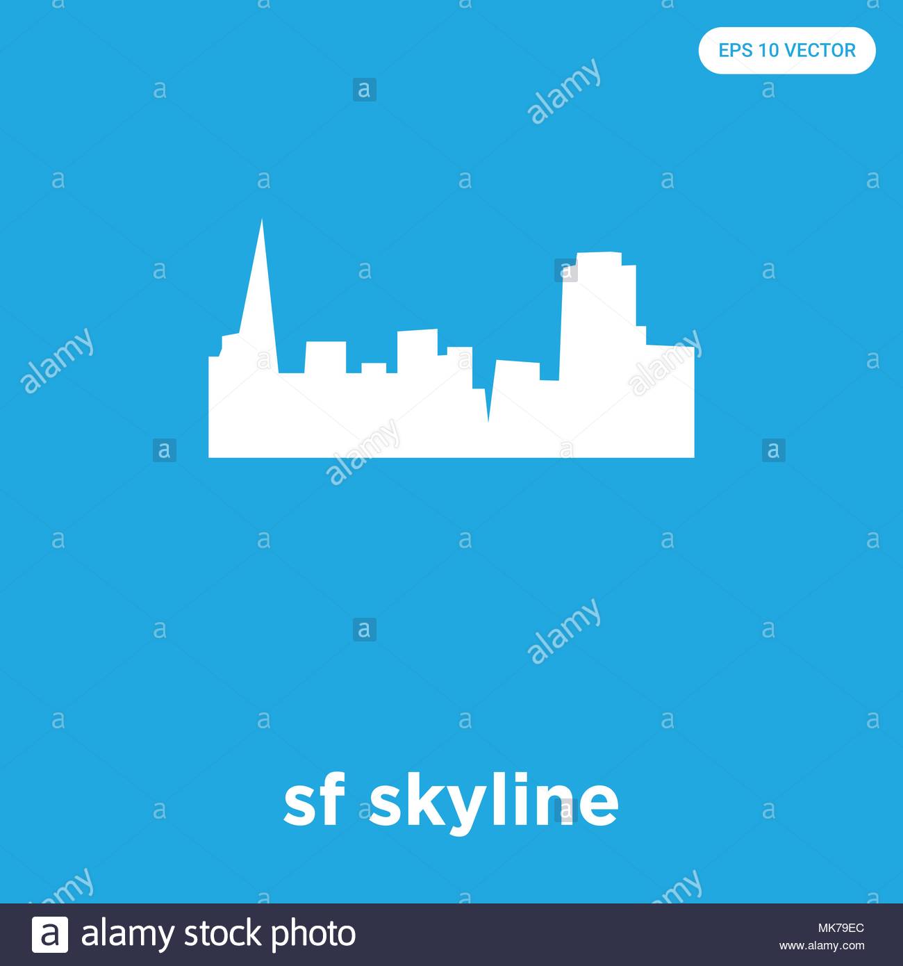 Sf Skyline Vector Icon Isolated On Blue Background Sign And
