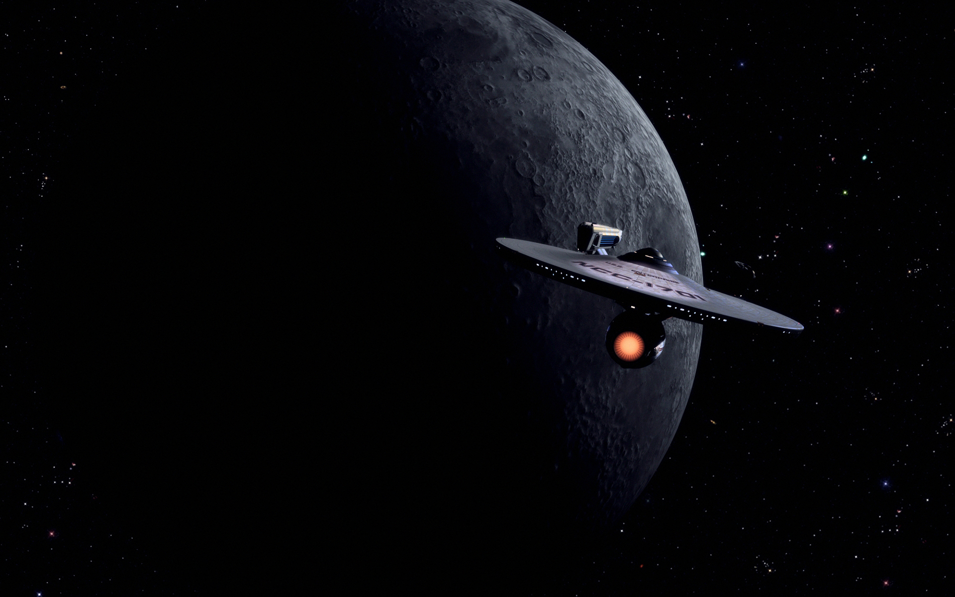 Star Trek Starship Enterprise Spaceship Moon Stars Wallpaper