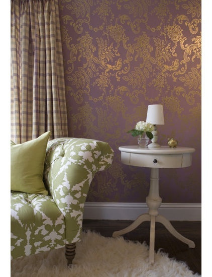 Wallpaper That Include Both Or Accessorize A Purple Room With Gold