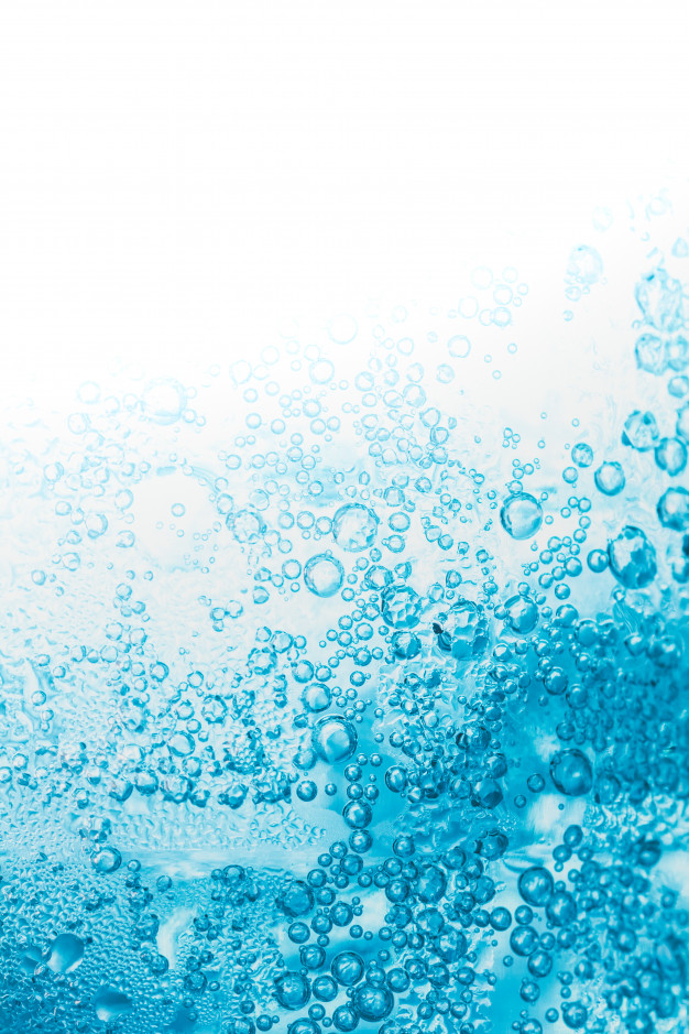 Transparent Background Of Soda Water And Ice With Bright Blue