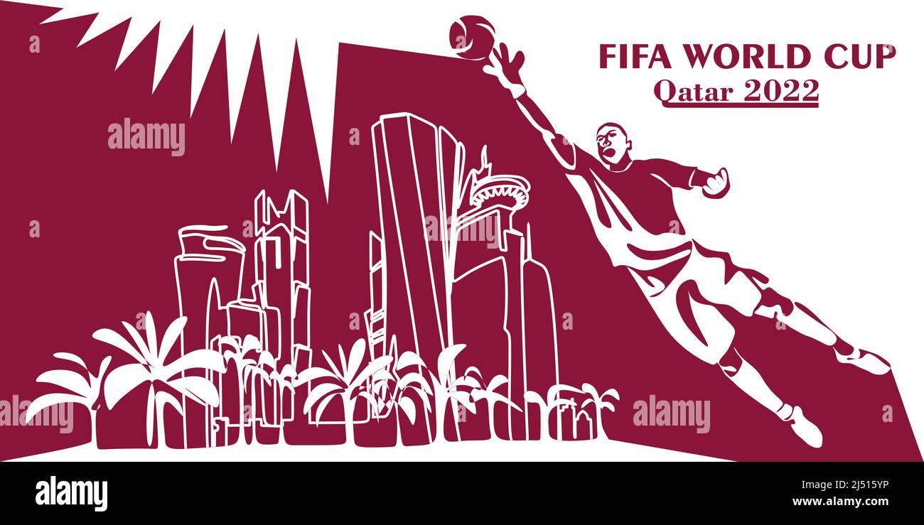 FIFA World Cup in Qatar in 2022 banner Stylized Vector isolated