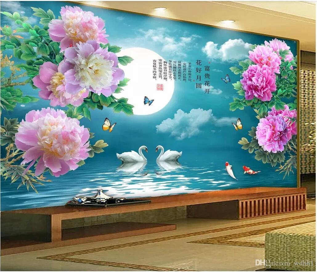 3d Wallpaper Custom Photo Mural Flower Good Moon Full Of Rich