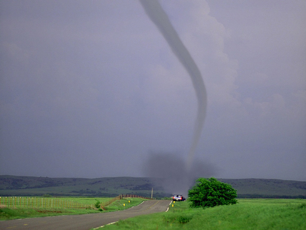 Tornadoes Tornado Touching Down By Country Road