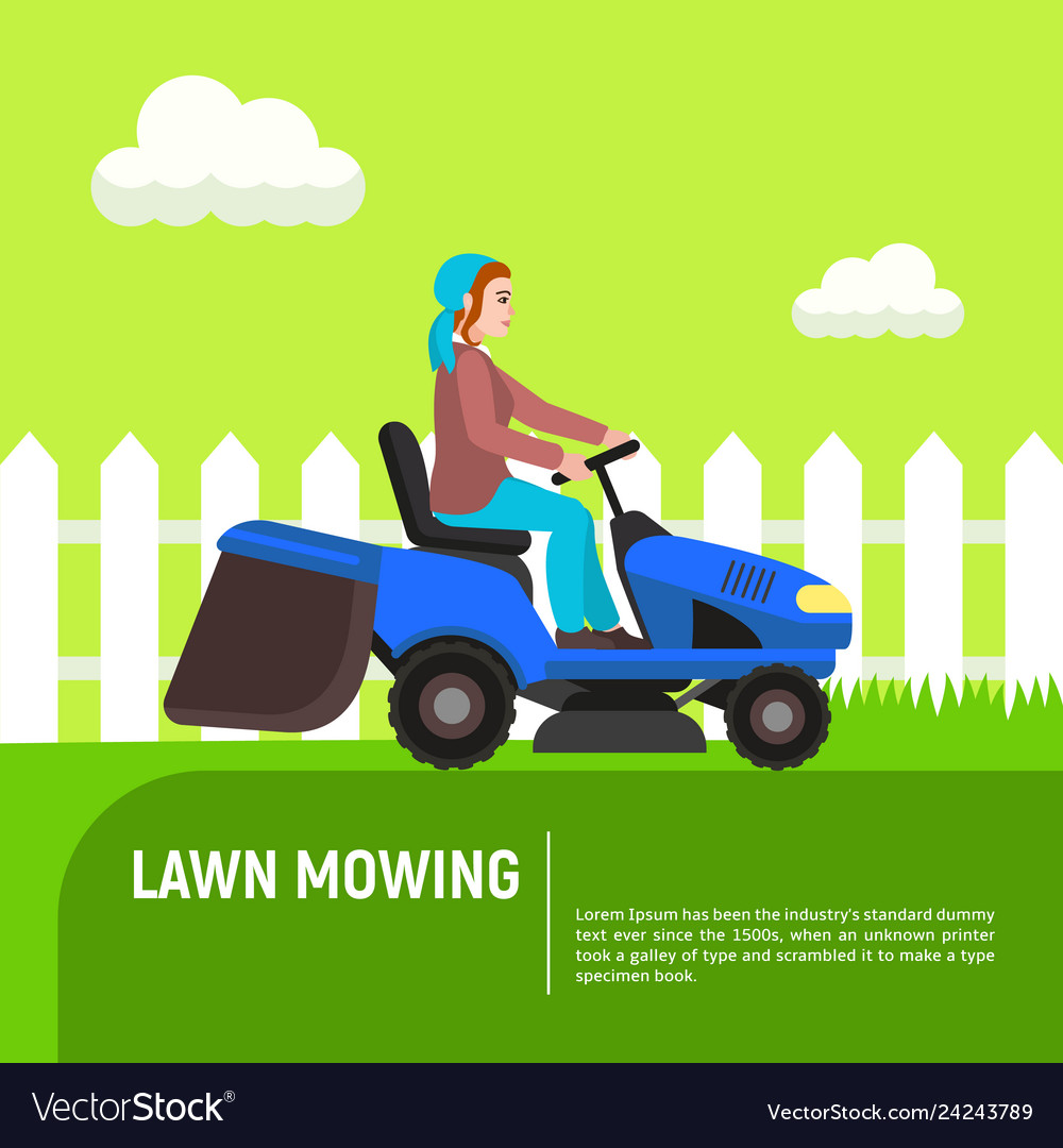 Tractor Lawn Mowing Concept Background Flat Style Vector Image