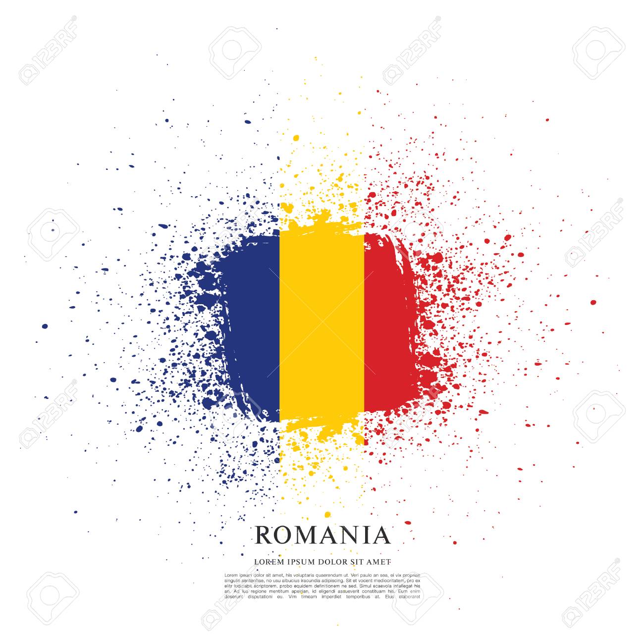 Flag Of Romania Brush Stroke Background Royalty Cliparts