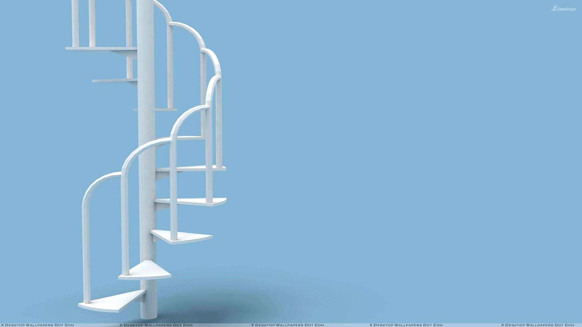White Stairs With Blue Background Wallpaper